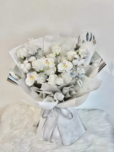 20 Stalks with Fillers Soap Flower Bouquet (Crystal Veil)