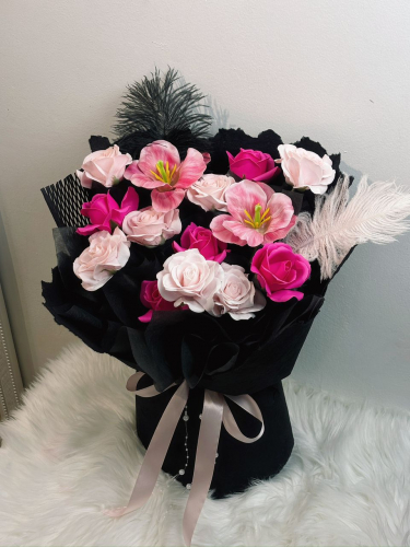 14 Stalks Soap Flower Bouquet (pink and fuchsia)