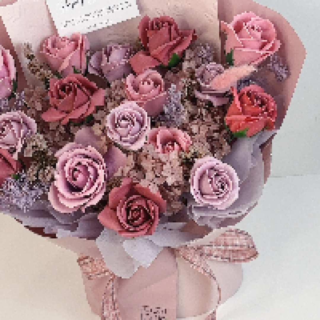 16 Stalks Soap Flower Bouquet (Mauve)