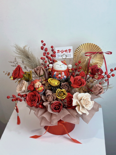 Fortune Cat Soap Flower Pot | Red Series (L Size)