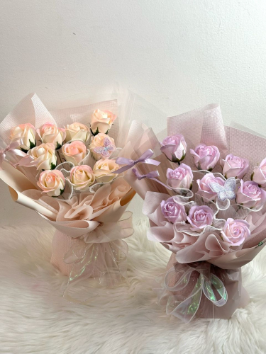 10 Stalks Soap Flower Bouquet (Pastel Flutter)