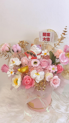 Fortune Cat Soap Flower Pot | Pink Series (M Size)