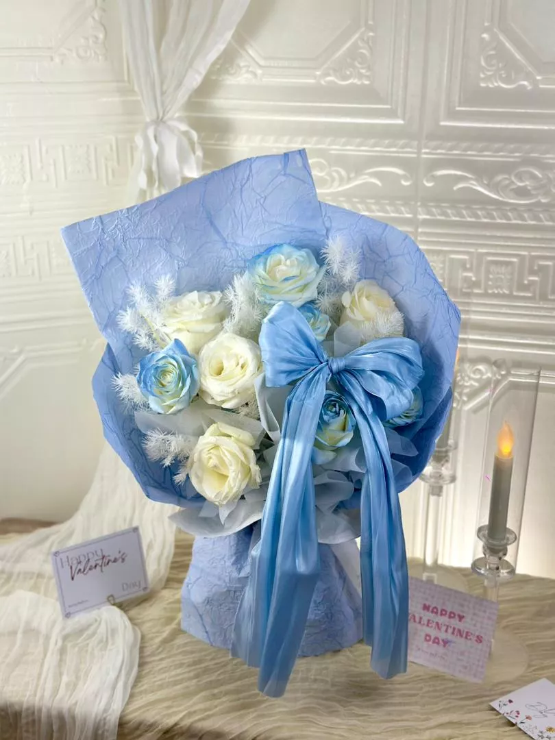 [Valentine's Day 2026] 9 stalks Fresh Flower Bouquet with silk ribbon (VF01)