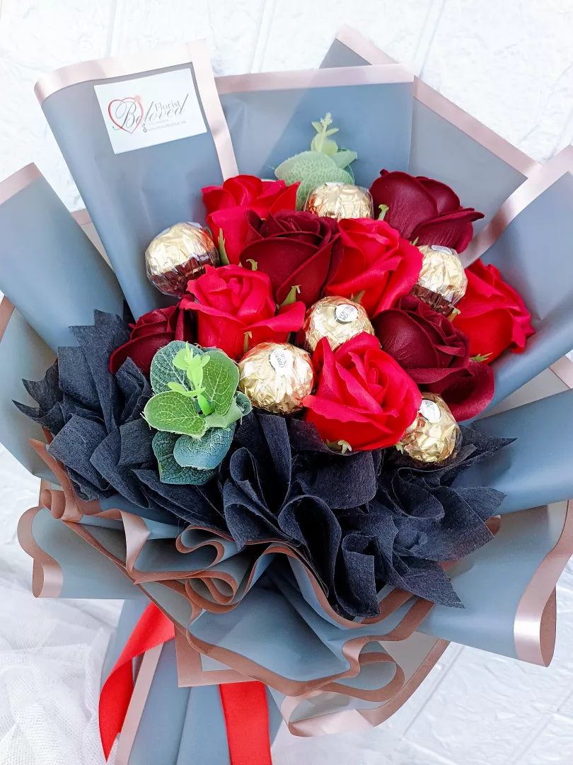 Red Soap Roses Ferrero Rocher Bouquets 