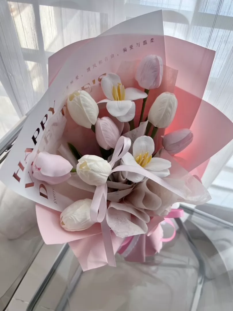 Blush Harmony Tulip Soap Flower Bouquet 