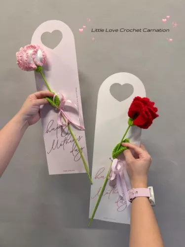 Single Carnation Crochet Holder Card