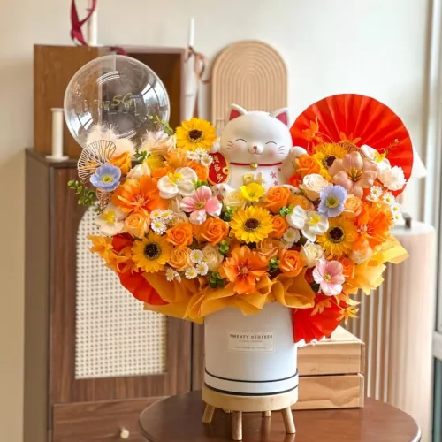 Neko Fortune Cat Soap Flower Box