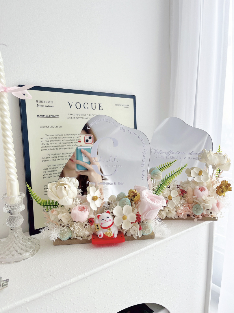 Desk Mirror Opening Flower (Preserved Flowers)
