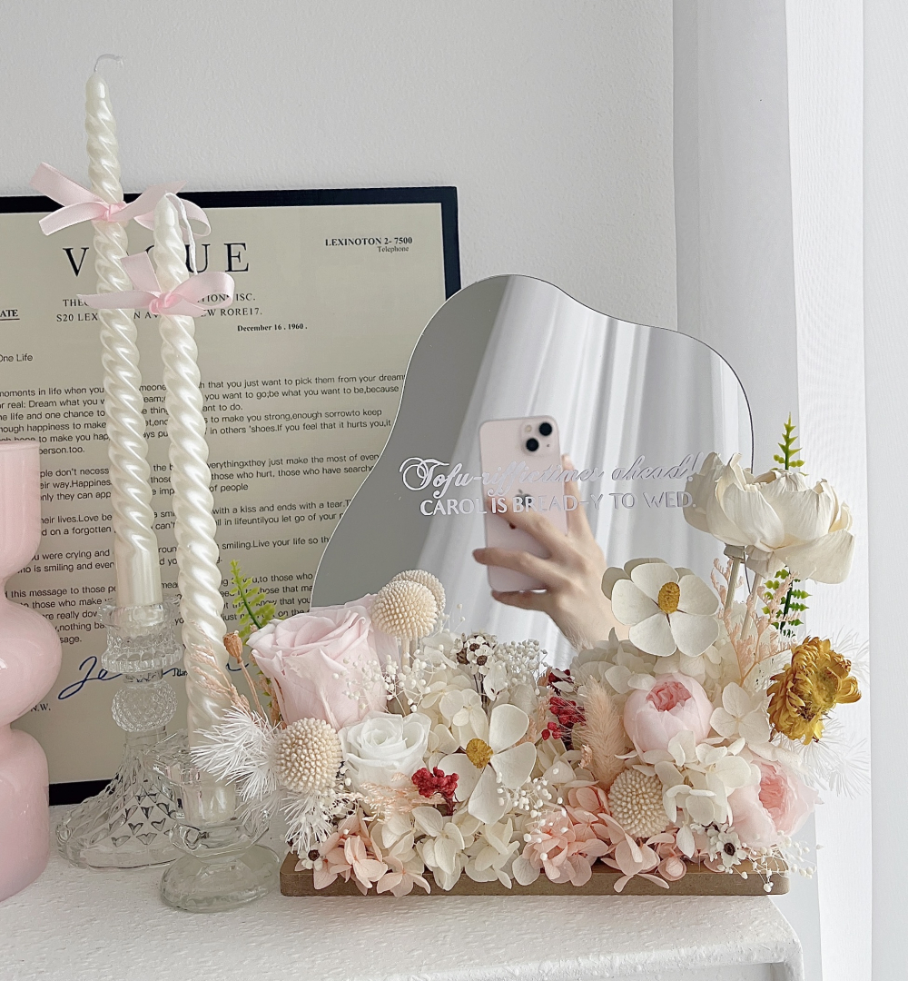 Desk Mirror Opening Flower (Preserved Flowers)