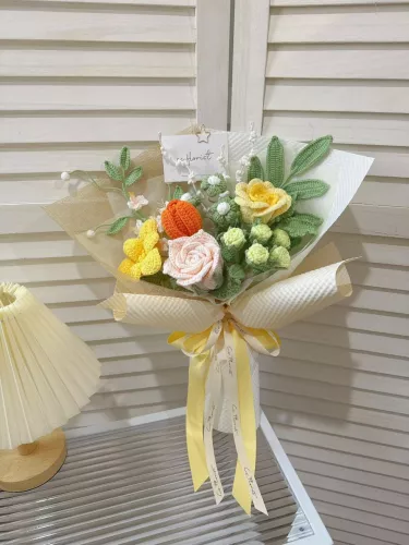 Yellow Theme Mix Crochet Bouquet