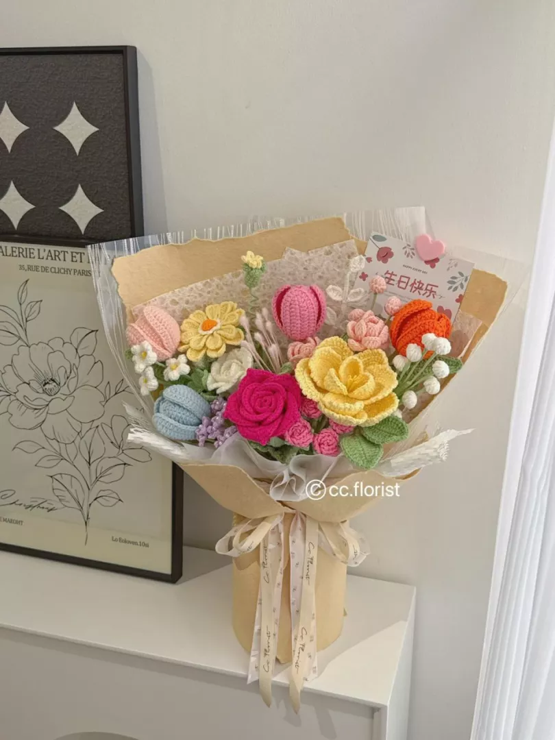 Colorful Theme Mix Crochet Bouquet