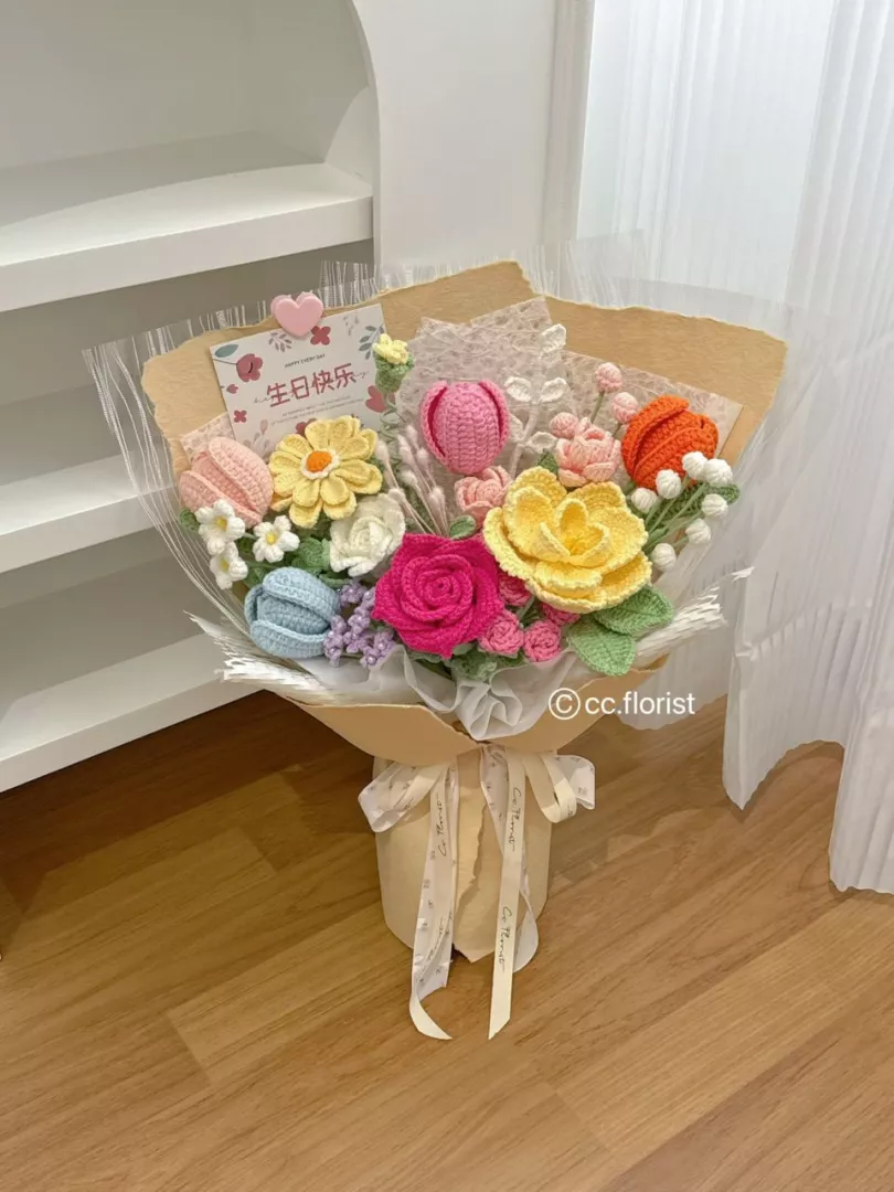 Colorful Theme Mix Crochet Bouquet