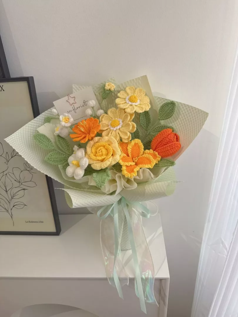 Yellow Theme Mix Crochet Bouquet
