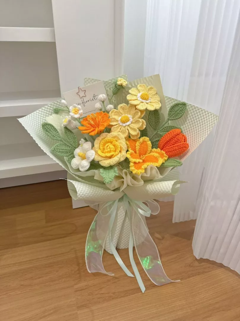 Yellow Theme Mix Crochet Bouquet