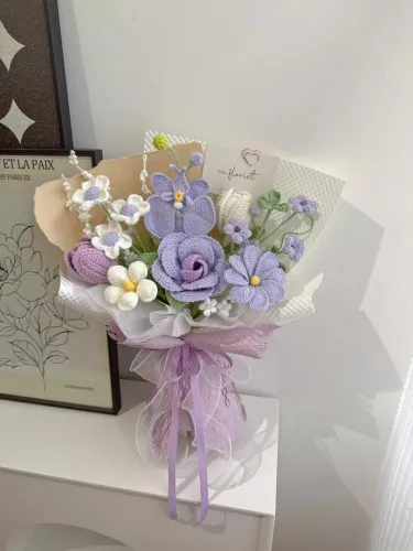 M size Mix Crochet Bouquet (Purple Theme)