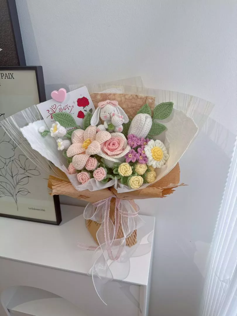Cutie Bunny Crochet Bouquet