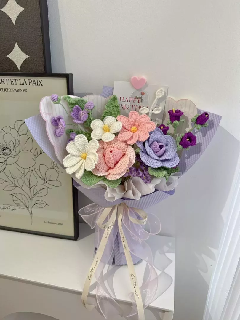 M size Mix Crochet Bouquet (Purple Theme)