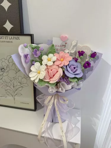 M size Mix Crochet Bouquet (Purple Theme)