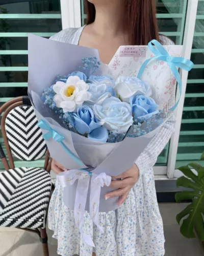 [NEW] Baby Blue Rose & Ranunculus 蓝色系列花束 | Soap Flower