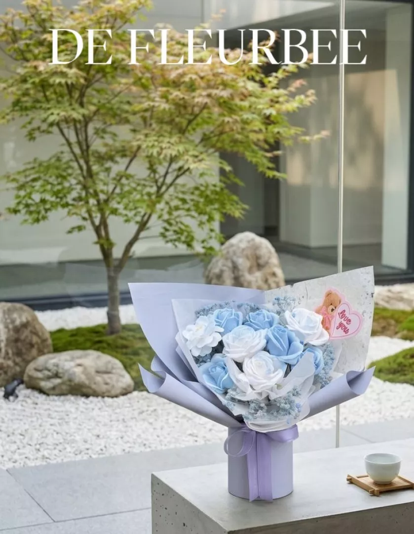  Baby Blue Rose & Ranunculus 蓝色系列花束 | Soap Flower