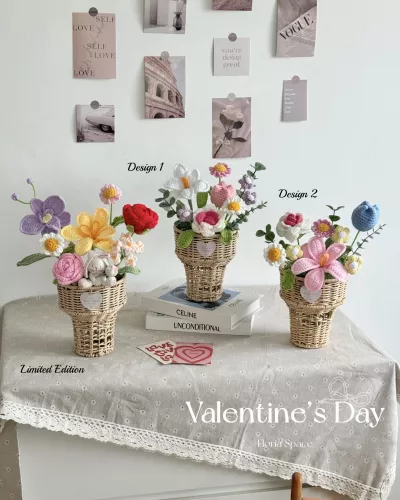 Valentine’s Day 2026 // Basket of Happiness [Crochet Flowers] 🌼🌸