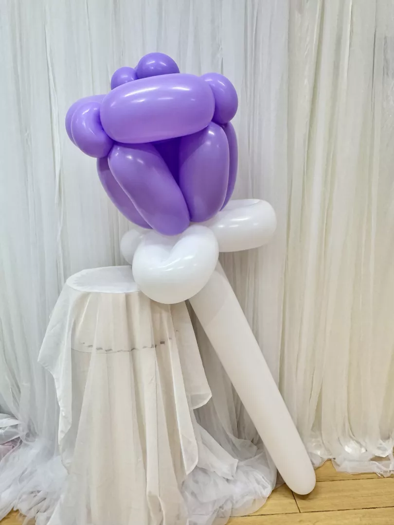Giant Rose Balloon Sculpture - Purple White