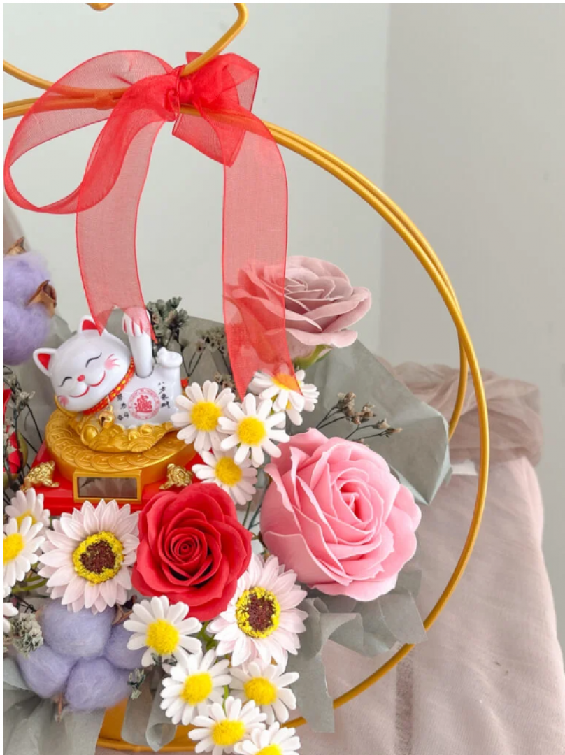 Congratulatory Soap Flower Box | Colorful Lucky Cat Box