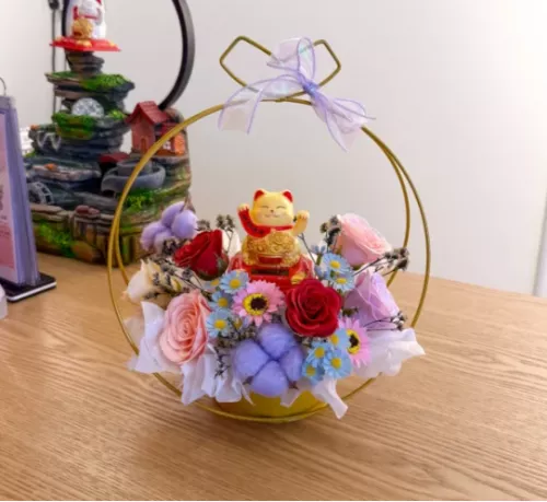 Congratulatory Soap Flower Box | Colorful Lucky Cat Box