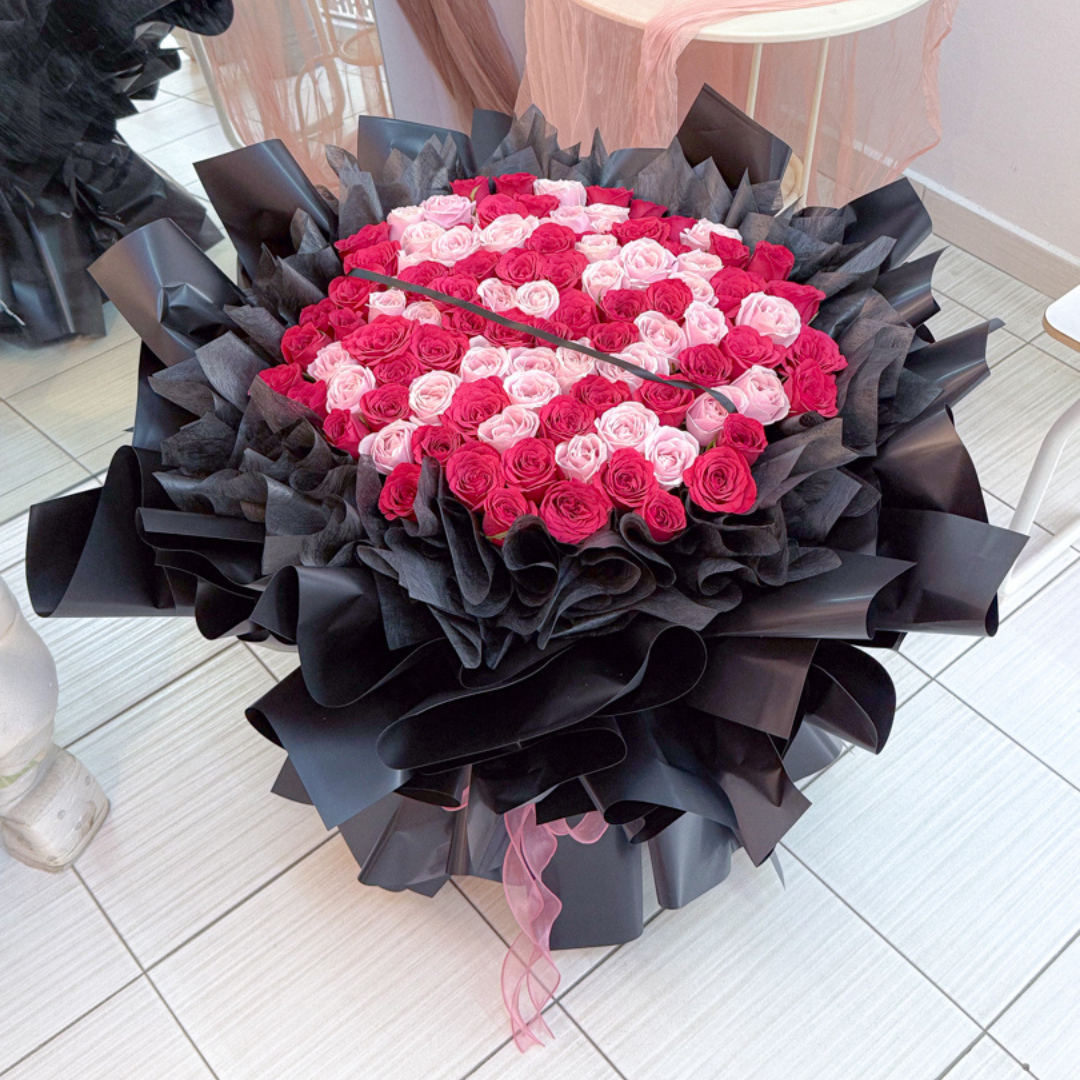 Fresh Flower Bouquet | 99 Red mix Pink Rose (Pre-Order)