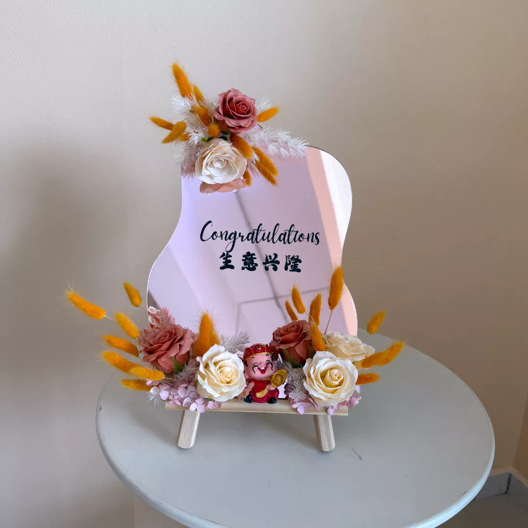 Congratulatory Soap Flower Mirror | Luxe Mint Fortune (Orange Theme)