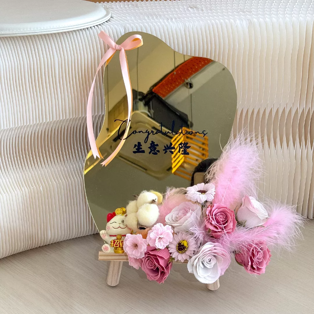 Congratulatory Soap Flower Mirror | Luxe Mint Fortune (Orange Theme)