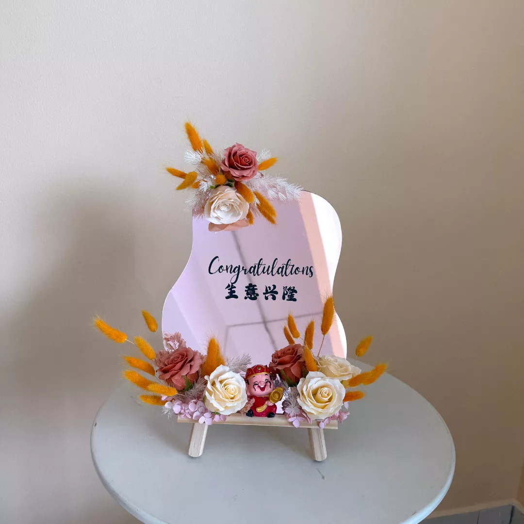 Congratulatory Soap Flower Mirror | Luxe Mint Fortune (Orange Theme)