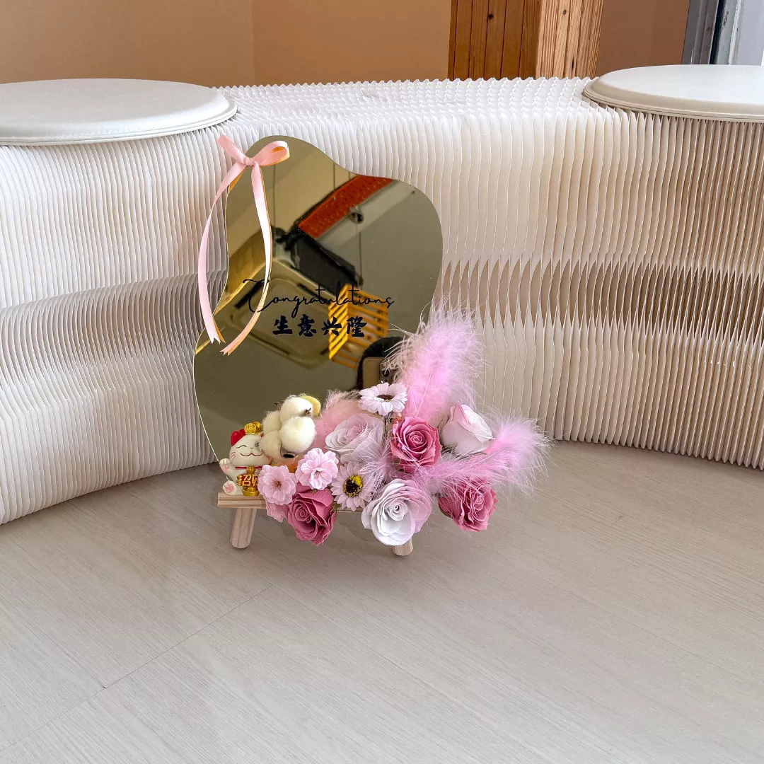 Congratulatory Soap Flower Mirror | Luxe Mint Fortune (Orange Theme)