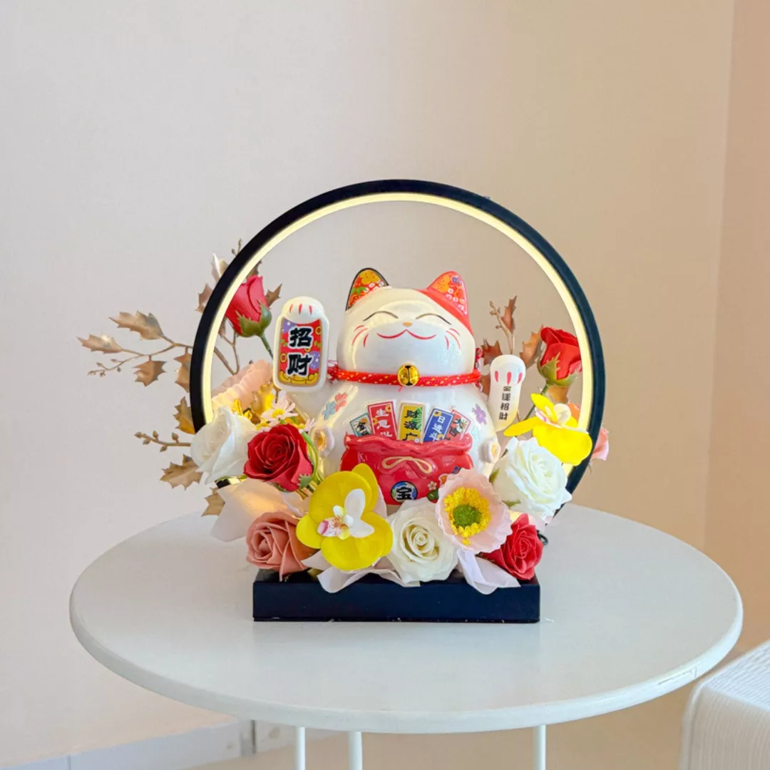 Congratulatory Soap Flower Box | Fortune Lucky Fat Cat (Pre-Order)