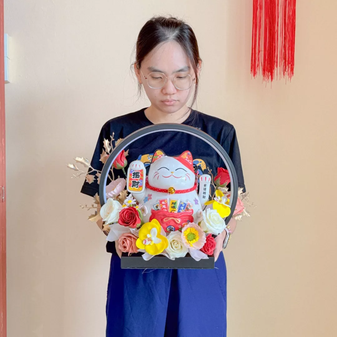 Congratulatory Soap Flower Box | Fortune Lucky Fat Cat (Pre-Order)