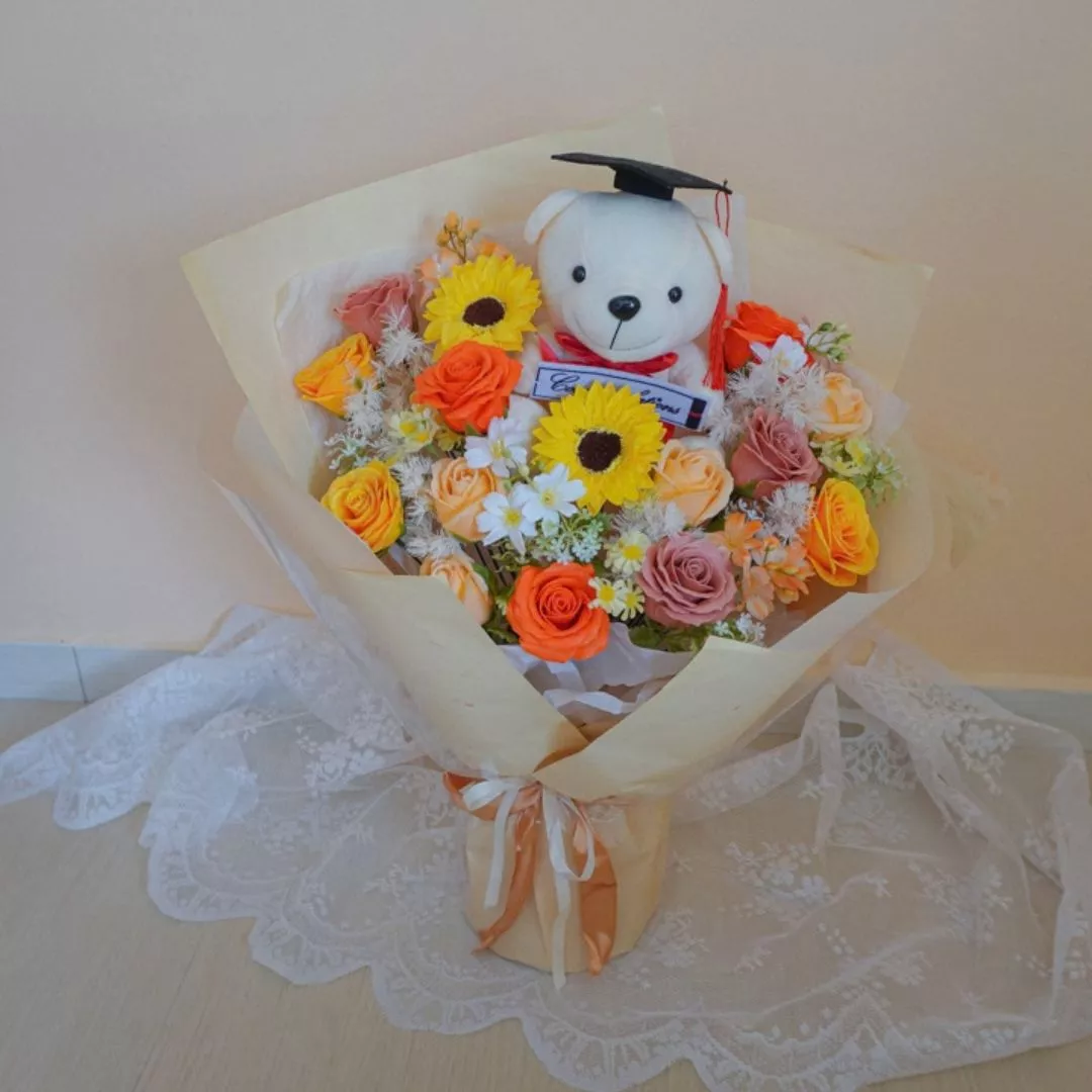 Soap Flower Bouquet | Sunshine Bear