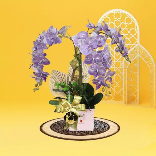 Syawal Bloom 3 Stalk Purple Phalaenopsis Artificial Raya Hamper 2026