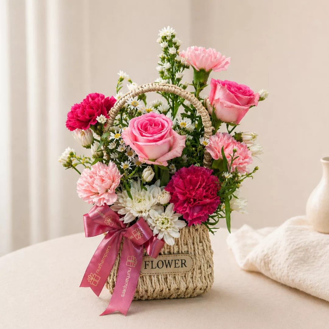 (2026 MOTHER'S DAY SPECIAL) Nurhampers Blush Garden Flower Basket