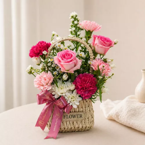 (2026 MOTHER'S DAY SPECIAL) Nurhampers Blush Garden Flower Basket