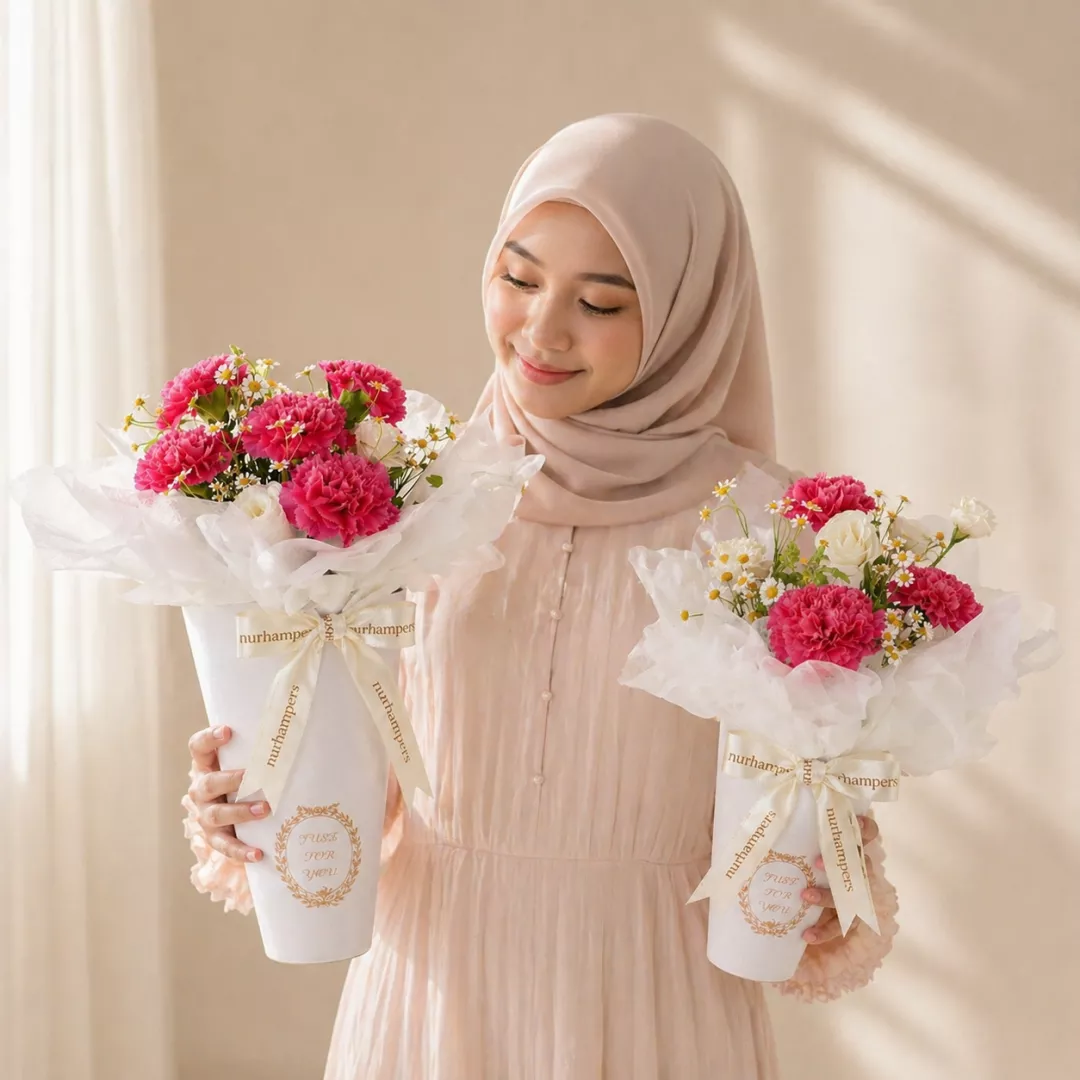 (2026 MOTHER'S DAY SPECIAL) Nurhampers Cherry Pink Carnation Flower Box