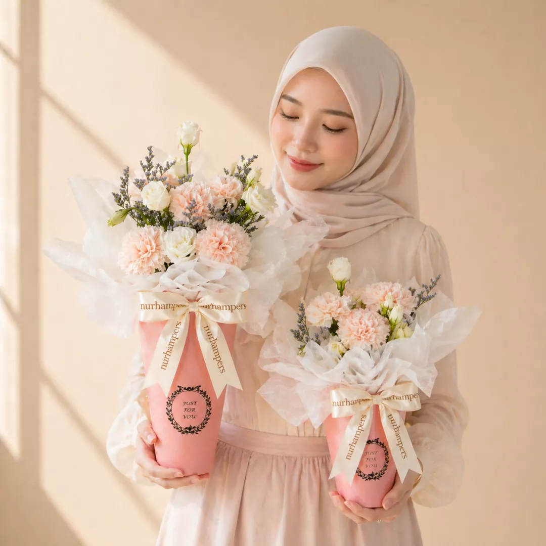 (2026 MOTHER'S DAY SPECIAL) Nurhampers Blush Carnation Flower Box