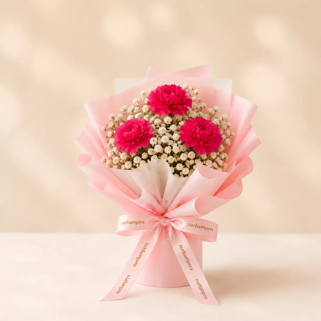 (2026 MOTHER'S DAY SPECIAL) Nurhampers Sweet Blush Carnation Bouquet