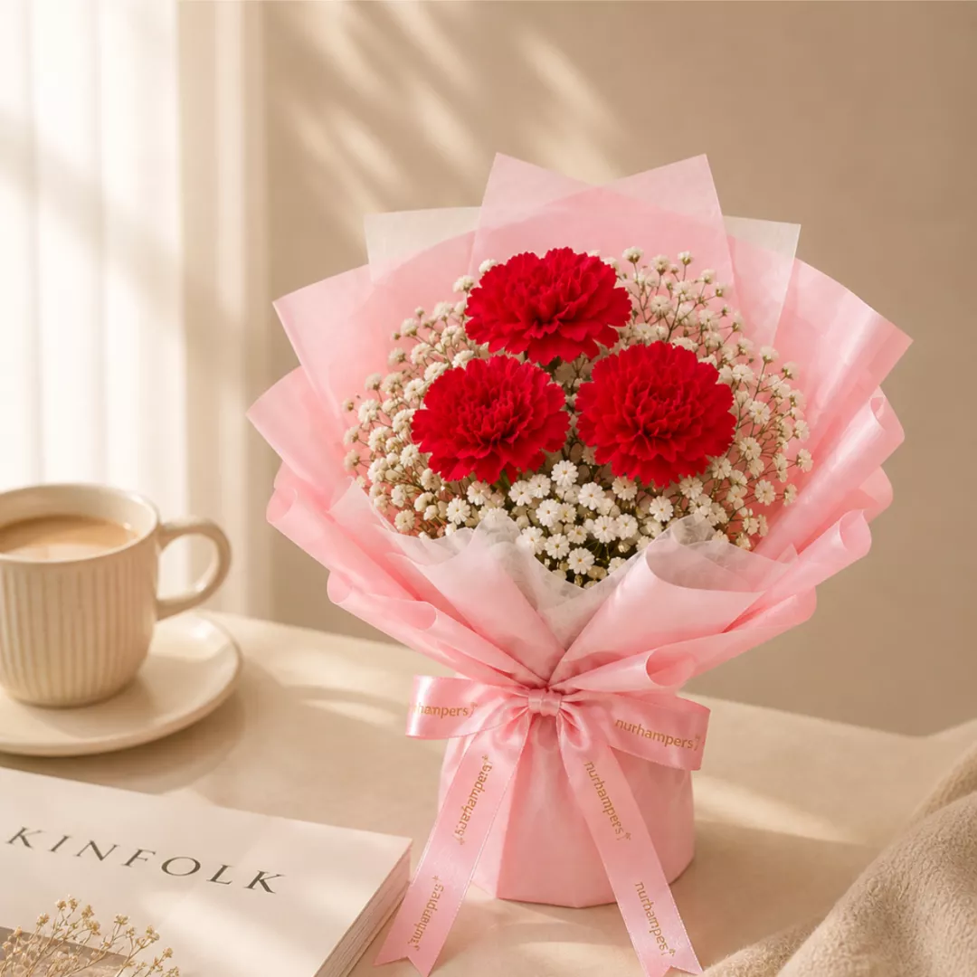 (2026 MOTHER'S DAY SPECIAL) Nurhampers Sweet Blush Carnation Bouquet