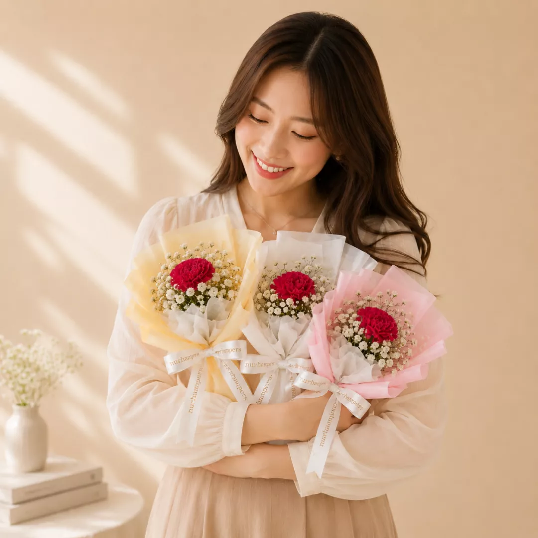 (2026 MOTHER'S DAY SPECIAL) Nurhampers Sweet Single Carnation Bouquet