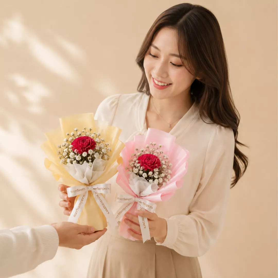 (2026 MOTHER'S DAY SPECIAL) Nurhampers Sweet Single Carnation Bouquet