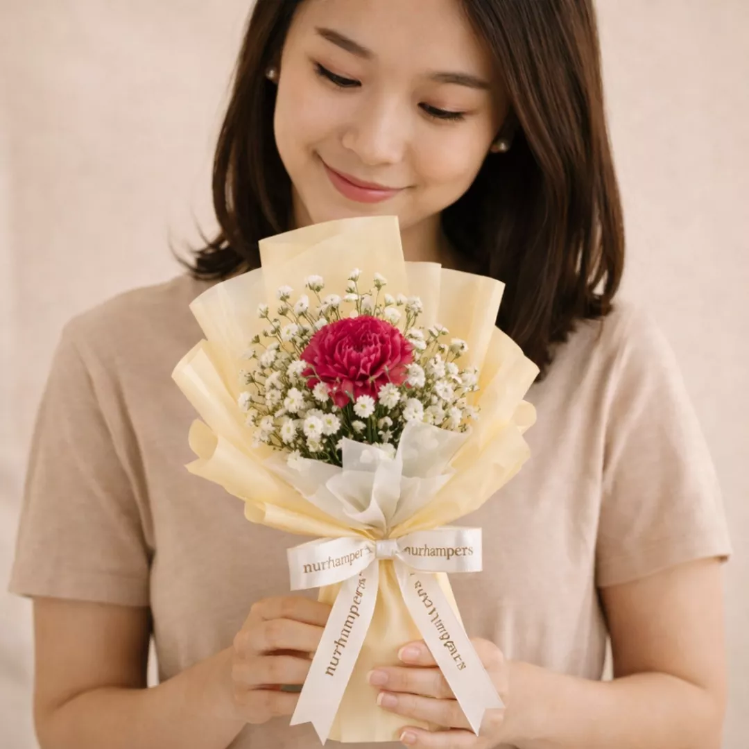 (2026 MOTHER'S DAY SPECIAL) Nurhampers Sweet Single Carnation Bouquet