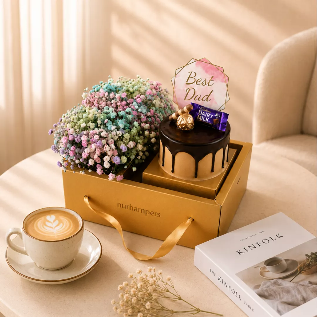 Father's Day Nurhampers Rainbow Baby Breath Flower Cake Box (Klang Valley Only)