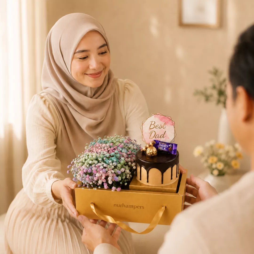 Father's Day Nurhampers Rainbow Baby Breath Flower Cake Box (Klang Valley Only)