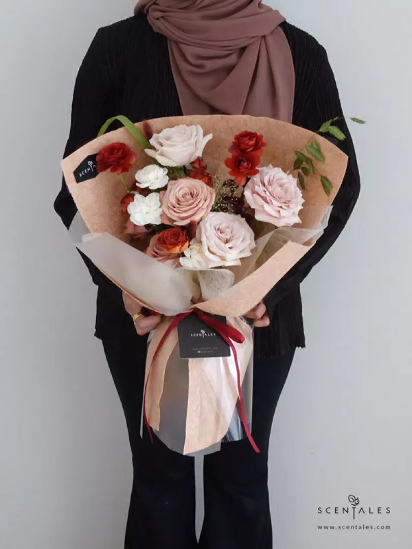 (2026 Valentine’s Day Special) Scentales Velvet Bordeaux Flower Bouquet