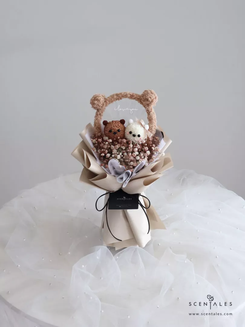 (2026 Valentine’s Day Special) Scentales Mocha & Latte Bear Flower Bouquet